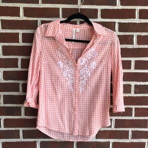 LC Lauren Conrad Gingham Plaid Button Down Top XS